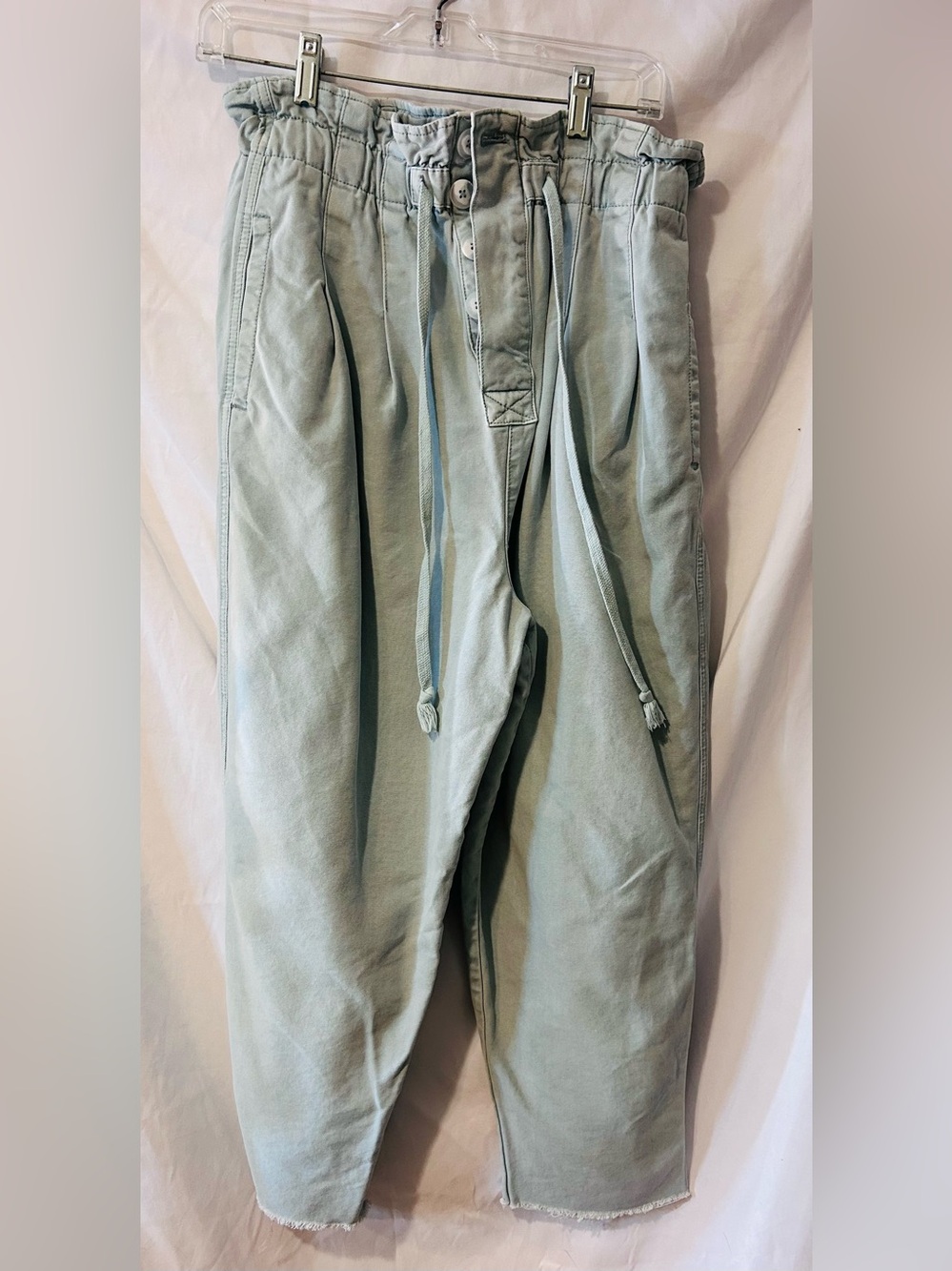 Free People Margate Pleated Trouser Washed Out Swigs Green High Rise Drawstring